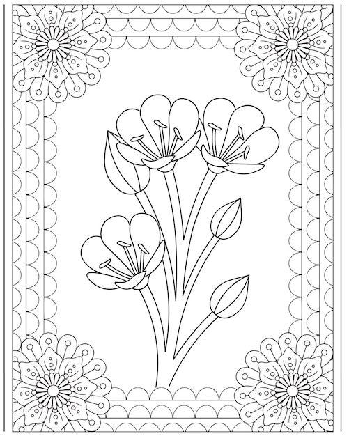 Flower Coloring Pages Kids KDP interior