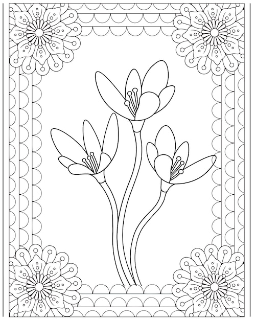 Flower Coloring Pages Kids KDP interior