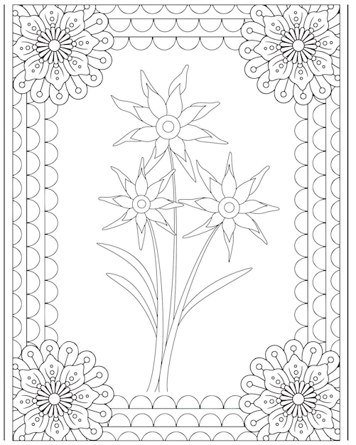 Flower Coloring Pages Kids KDP interior