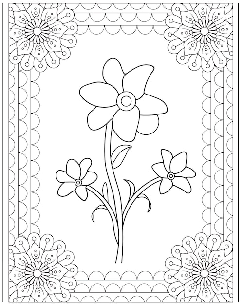 Flower Coloring Pages Kids KDP interior