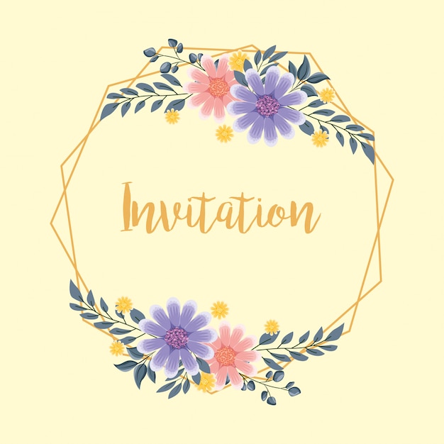 Flower decorative frame invitation