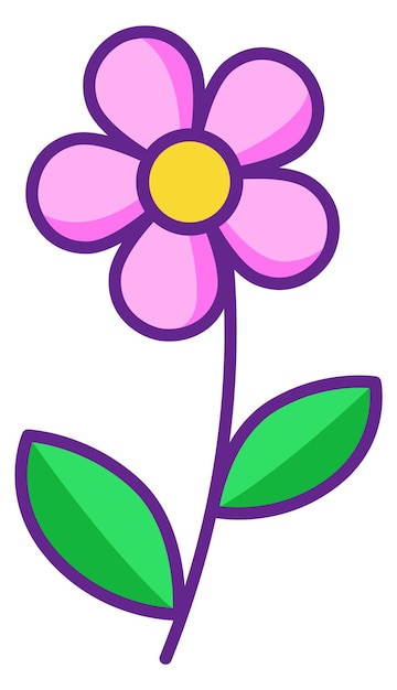 Flower drawing in childish style Cute blooming plant