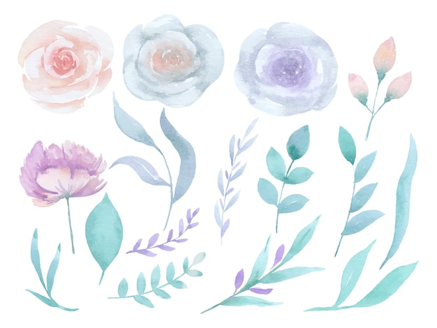 Flower Element watercolor set hand paint