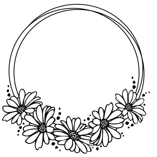 Vector flower elements arranged on a shape of the wreath for wedding invitations and birthday cards