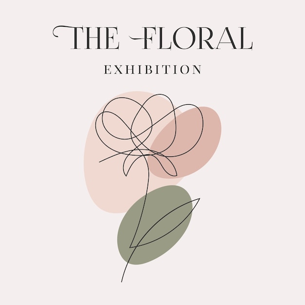 Vector flower exhibition template featuring one line art flower elegant vector illustration