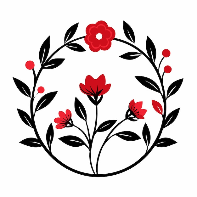 Flower flora border frame hand drawn cartoon sticker icon concept isolated illustration