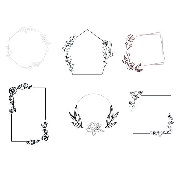 flower floral pattern border frame wreath line art illustration laurel wreath ornate vecto