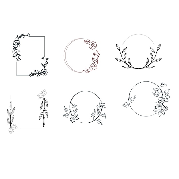 flower floral pattern border frame wreath line art illustration laurel wreath ornate vecto