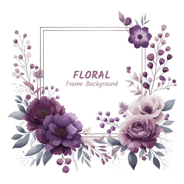 flower frame background with watercolor