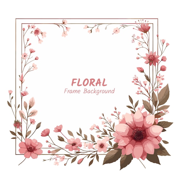 flower frame background with watercolor