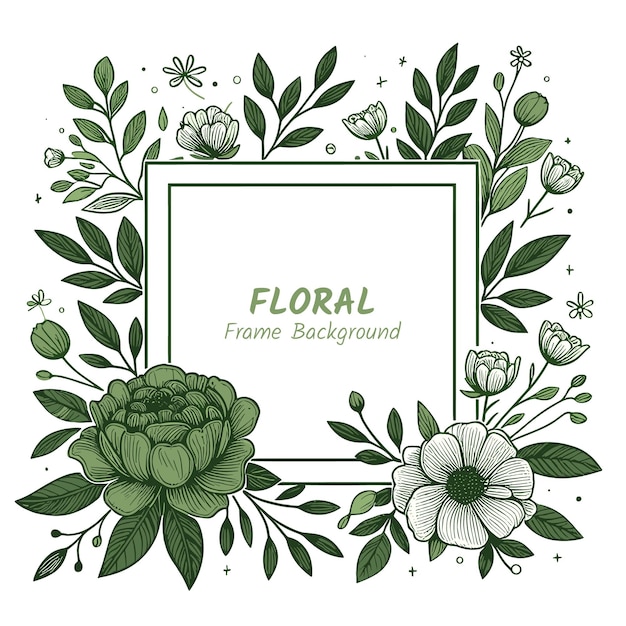 flower frame background with watercolor