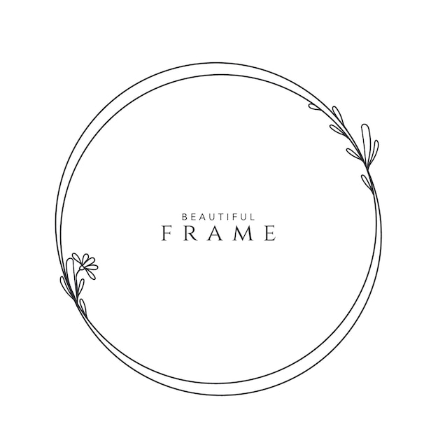 Flower frame logo wedding frame template round geometric invitation card handdrawn vector i