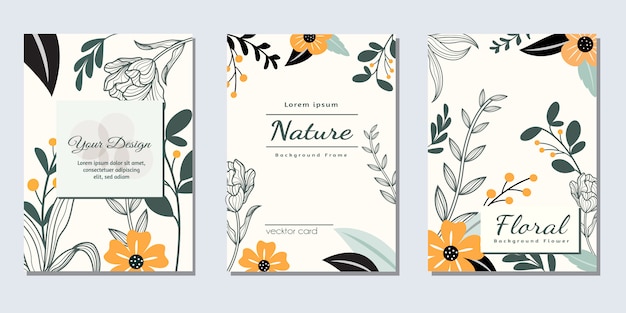 Flower frame set cover design invitation template