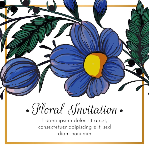 Flower frame a wedding invitation template with hand drawn watercolor flowers vector illustration.