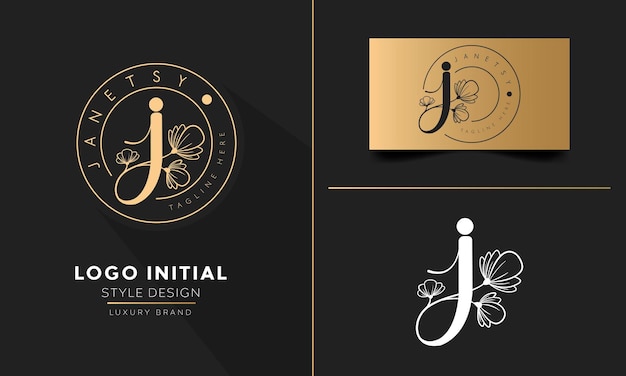 Flower handwriting logo design initial letter J vector logo for women's beauty salon massage cosmetic or spa brand