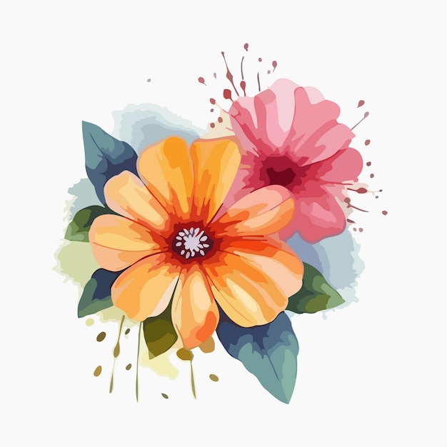 Flower illustration watercolor painting about flowers