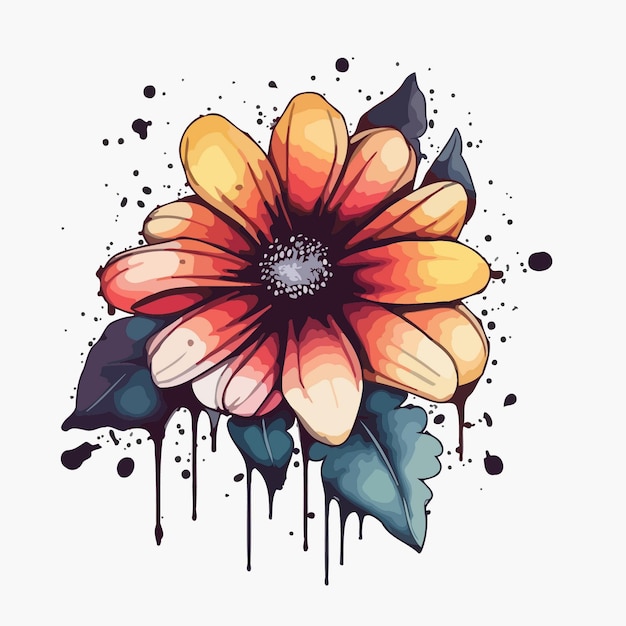 Flower illustration watercolor painting about flowers