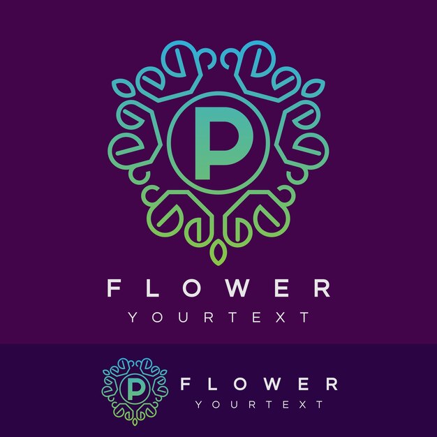 Vector flower initial letter p logo design