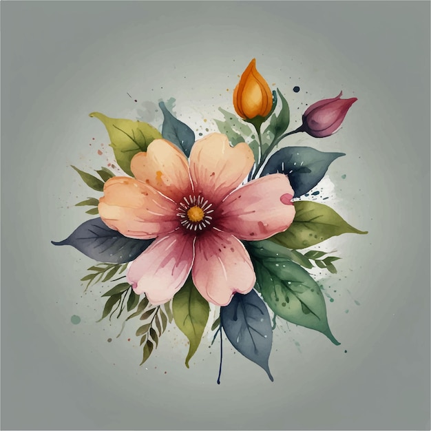 a flower is painted on a gray background