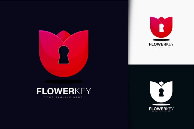 Flower key logo design with gradient