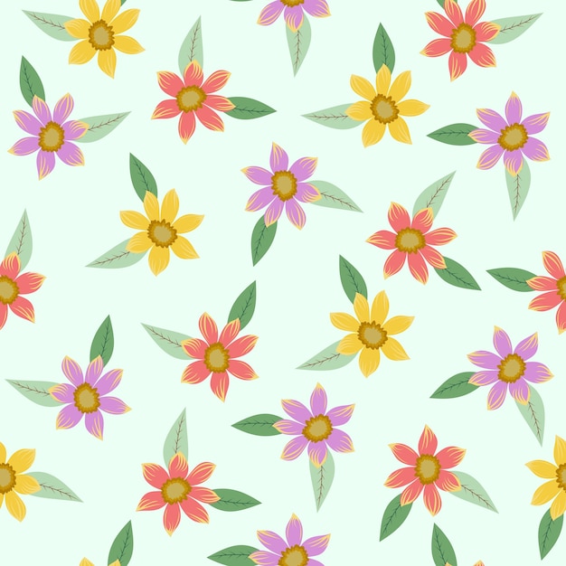 flower leaf spring collection seamless pattern