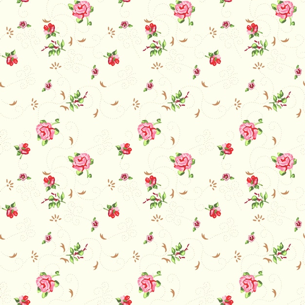 Flower and leaves repeat pattern design vector illustration fabric print design