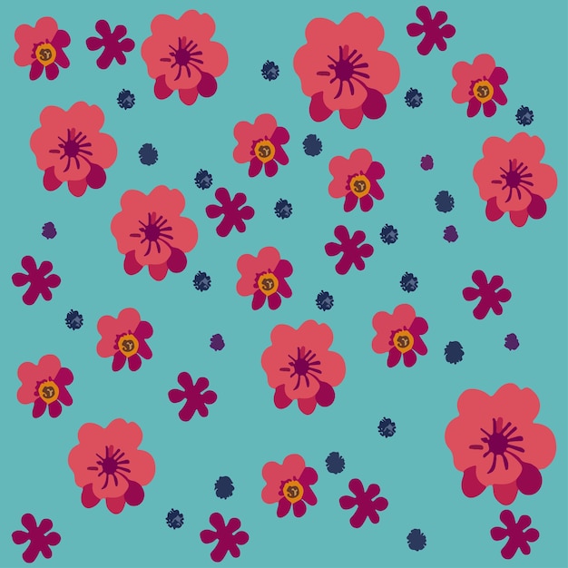 Flower and leaves seamless vector pattern vector background