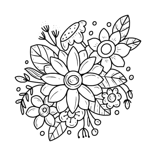 Flower line art coloring page drawing