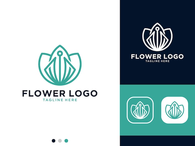 Flower line art elegant logo design