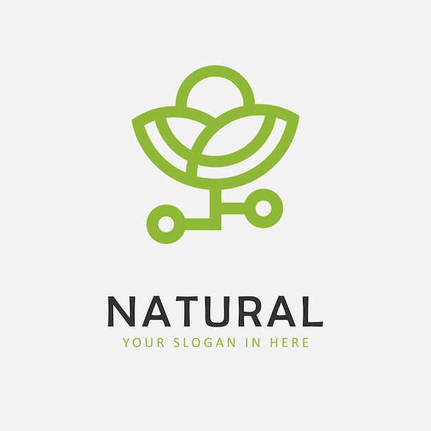 flower line art green creative logo design