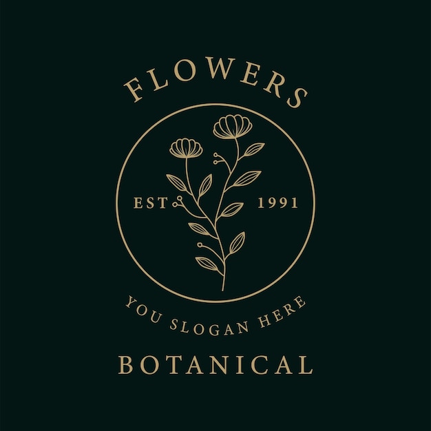 Flower line art logo design collection