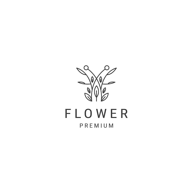 Flower line art logo design template