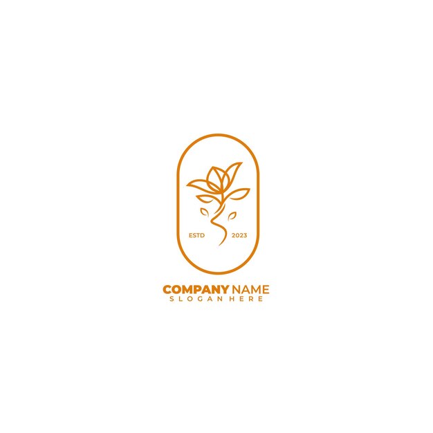 Flower line logo template color illustration design