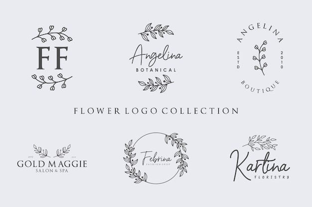 Flower logo collection with minimalist style