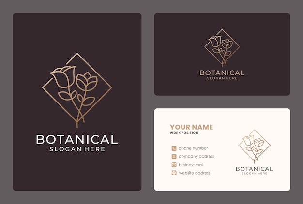 Flower logo design with business card