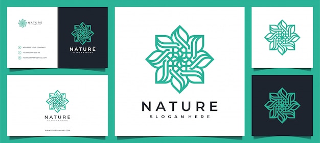 Flower logo design with elegant business card