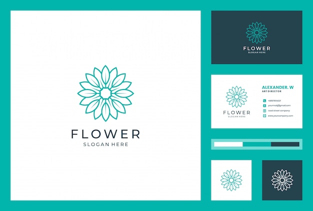 Flower logo design with line art style. logos can be used for spa, beauty salon, decoration, boutique, wellness, bloom, botanical and business card  