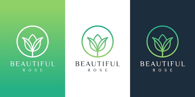 Flower logo design with line art style.