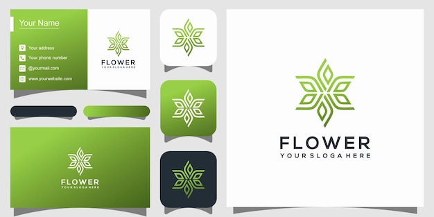 Flower logo design with line art style