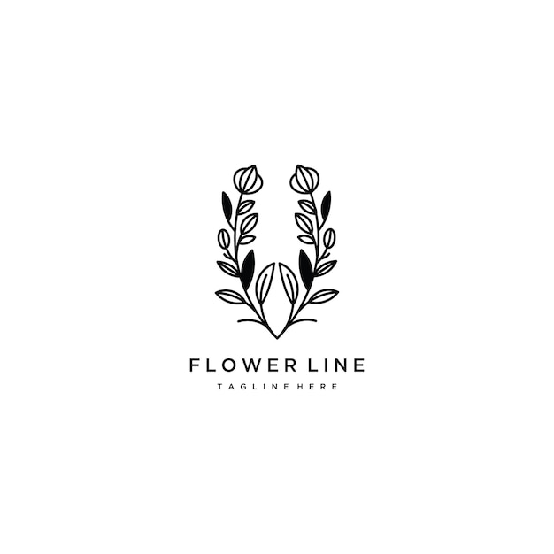 Flower logo drawn with minimal lines