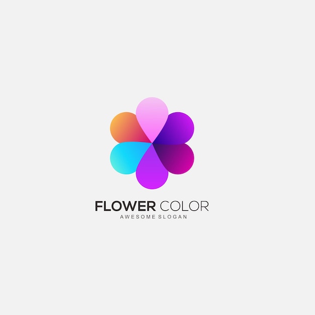 Flower logo gradient colorful design template