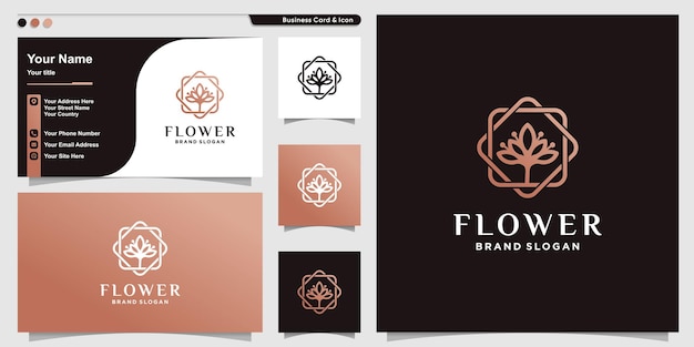 flower logo template with fresh line art concept