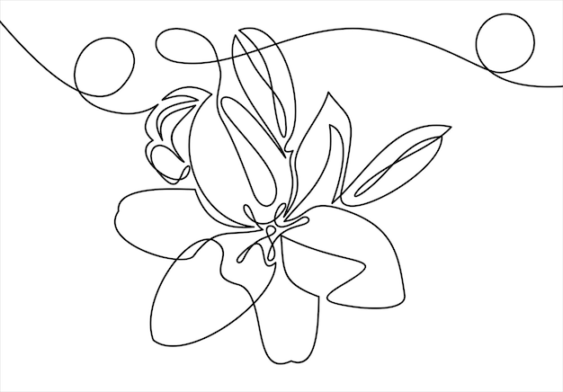 Flower lotus continuous line vector illustration