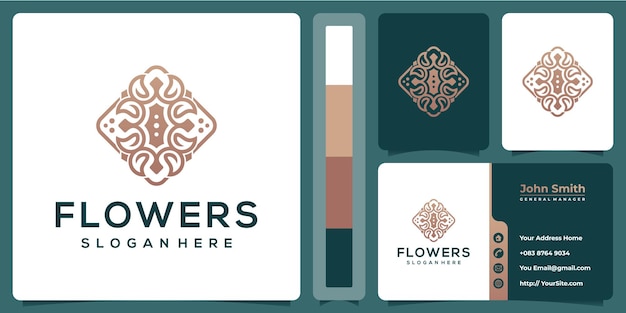 Flower luxury design with business card template