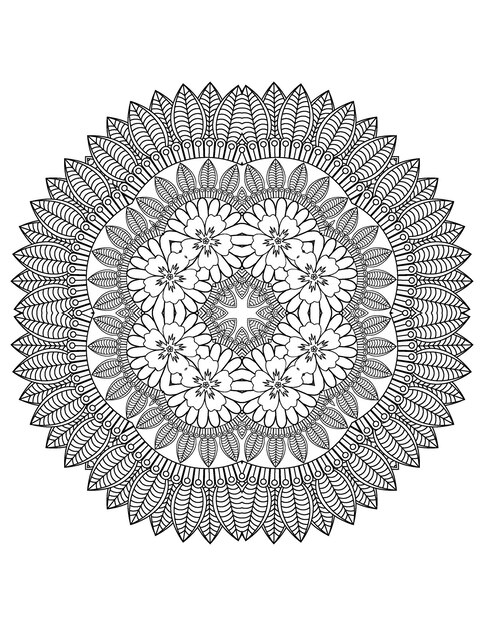 flower mandala coloring page Floral coloring book for adults and hand drawn flower illustration