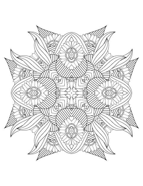 flower mandala coloring page Floral coloring book for adults and hand drawn flower illustration