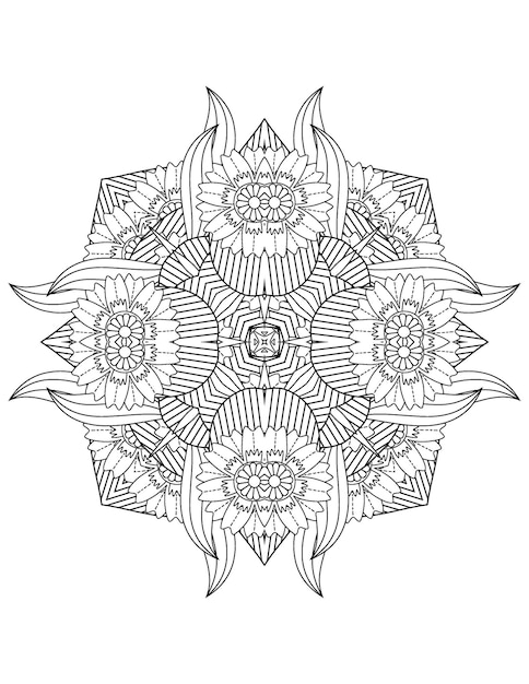 flower mandala coloring page Floral coloring book for adults and hand drawn flower illustration