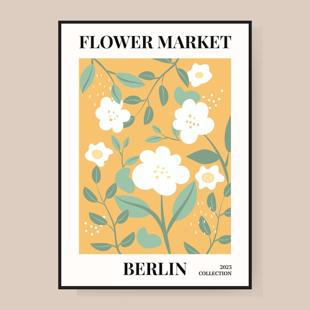 Flower market poster Abstract floral illustration Poster for postcards wall art banner background