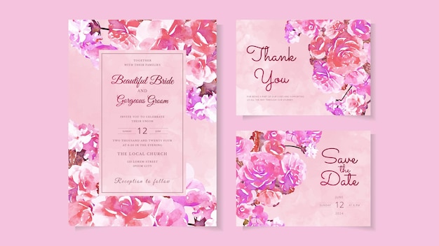 Flower marriage wedding invite card flower Save the date RSVP thanks