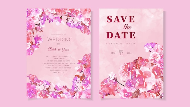 Flower marriage wedding invite card flower Save the date RSVP thanks